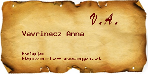 Vavrinecz Anna névjegykártya