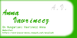 anna vavrinecz business card